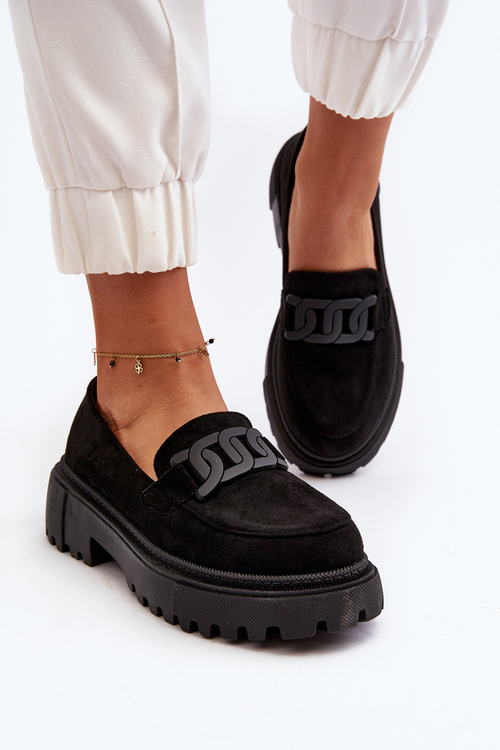 Dámské mokasíny s řetízkem černé Mevre