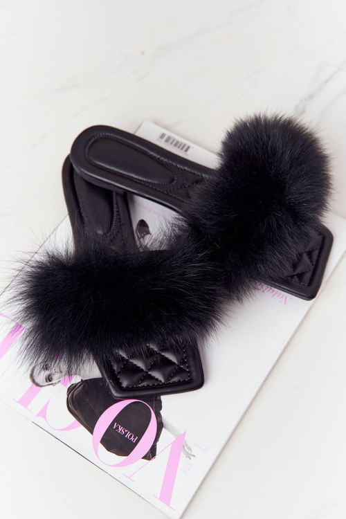 Kožené Nazouváky S Kožešinou Černé Love You So