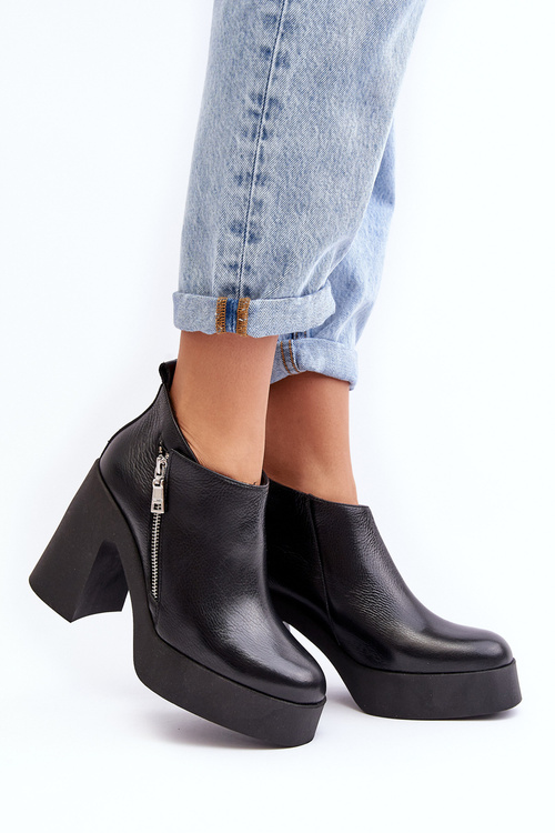 Dámske topánky na masívnom stĺpe s čiernym stĺpom Zazoo 1755