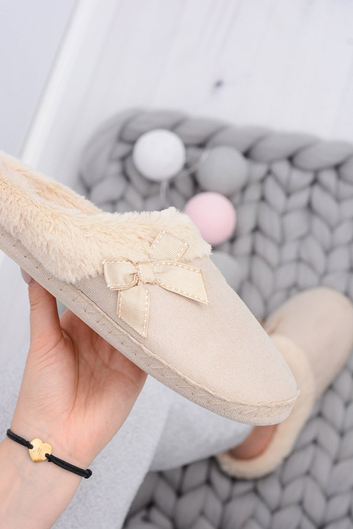 Klapki Damskie Z Futerkiem I Kokardką SOXO Różowe