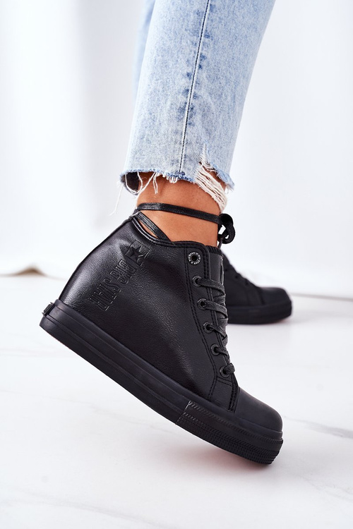 Big Star EE274127 Čierne kožené tenisky