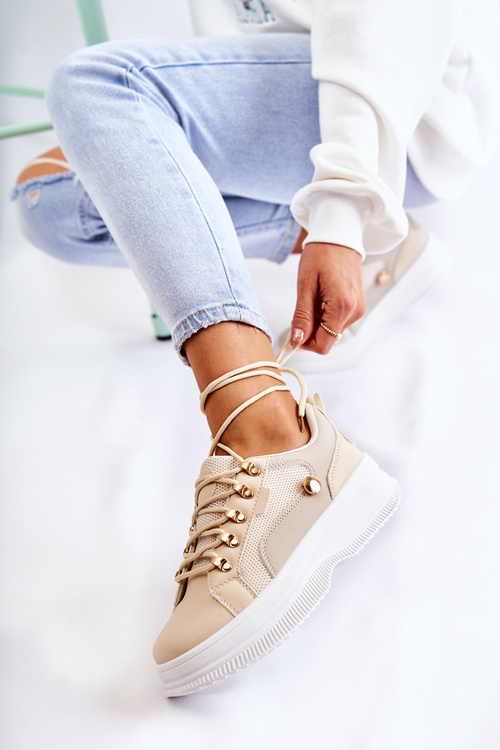 Dámské sportovní kožené boty Béžová Salmira