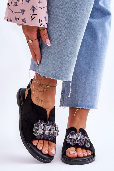 Dámské semisové sandály s kamínky Černá Mersea