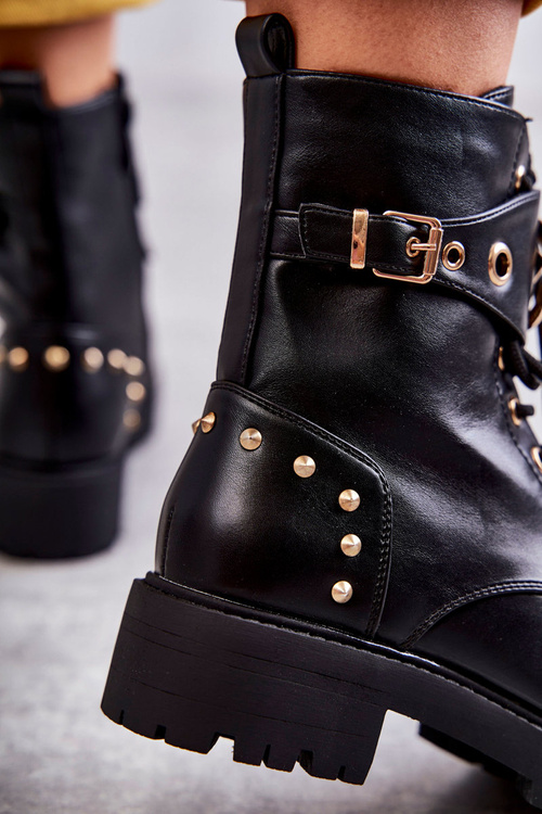 Dámske kožené topánky s gombíkami čierna leticia