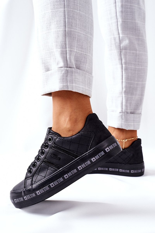 Kožené Tenisky Na Platformě BIG STAR II274070 Černé