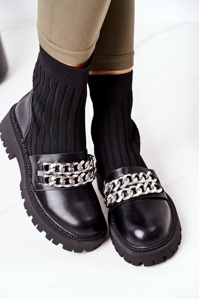 Boty Workery S řetízky Černé Walk This Way