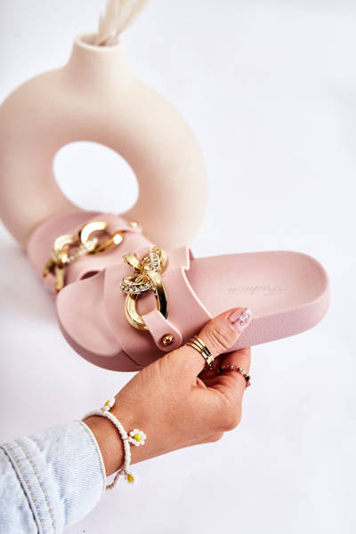 Dětské gumové pantofle s ozdobným řetízkem Růžove Suzie