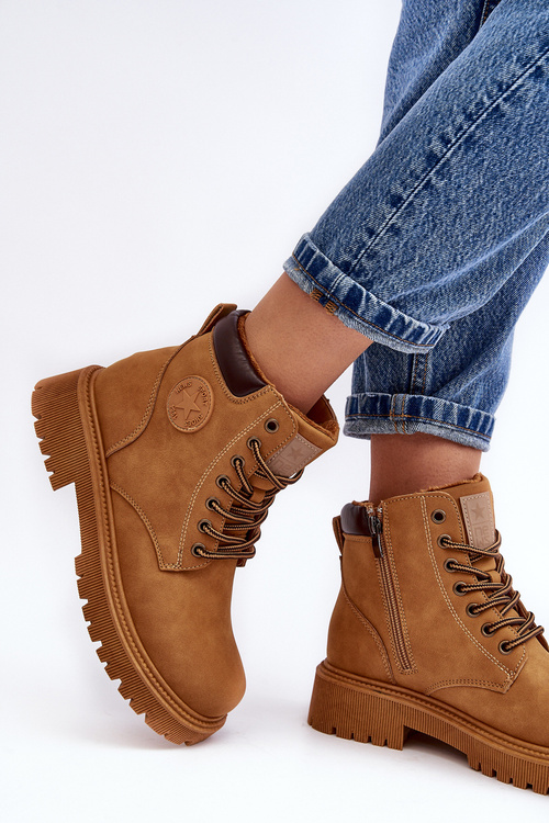 Kožené Ocouvané Botky Trapery Camel Felizia