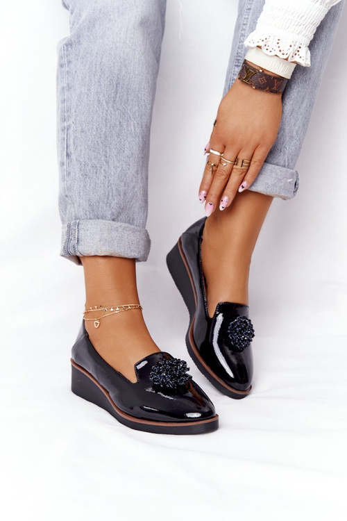 Elegantní Klínové Polobotky Vinceza 10580 Lakované černé