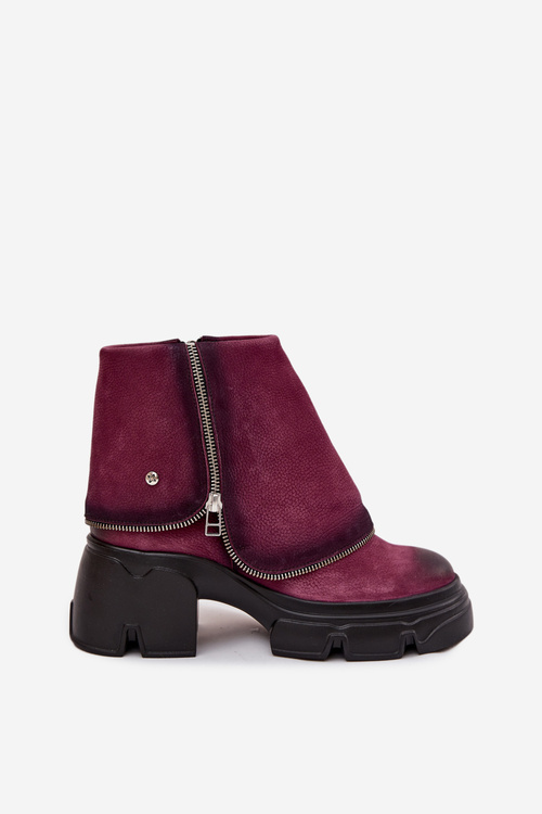 Kožené dámske čižmy s obráteným golierom Maciejka 07145-23 Bordeaux
