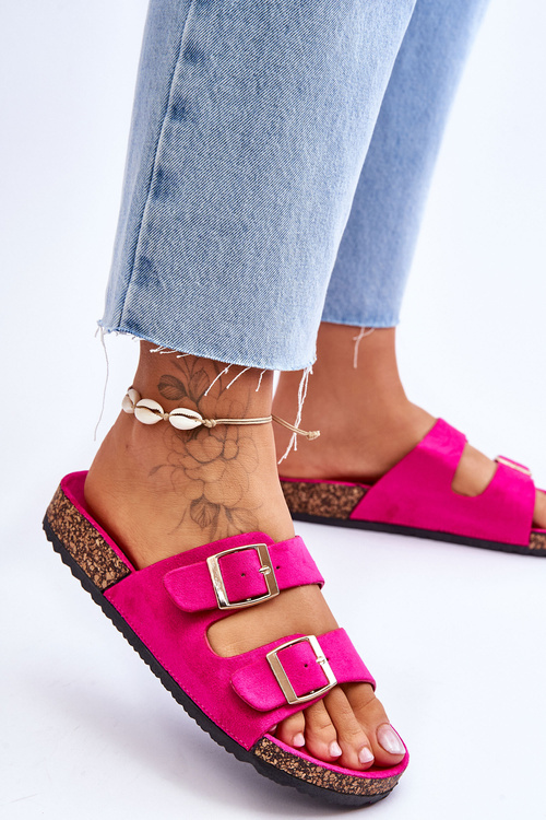Dámské sandály na korkové platformě s pruhy Fuchsia Doretta