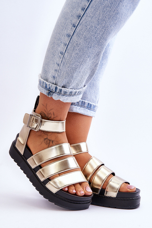 Sandály Na Masivní Platformě Zlatý Lisbona