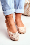 Lu Boo Dámské Baleríny Béžové Prolamované Pletené Carry