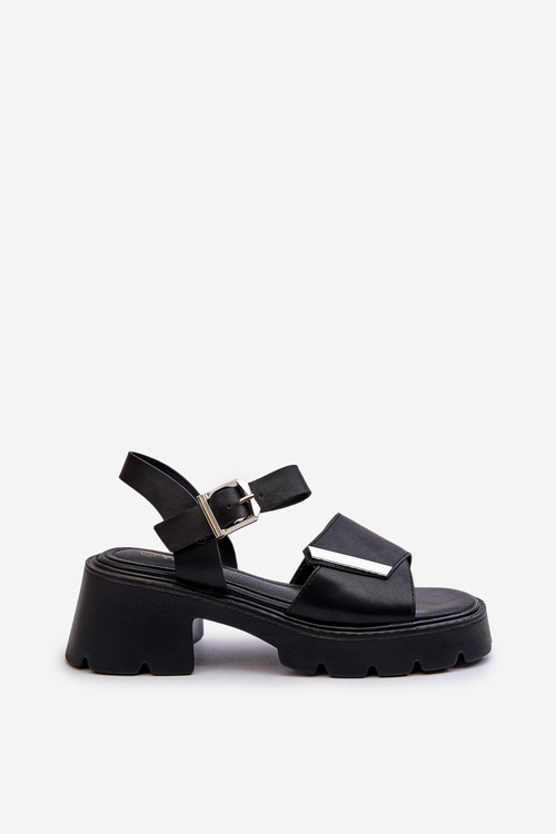 Dámske Kožené Sandále Na Vysokom Podpätku Vinceza 66627 Čierne