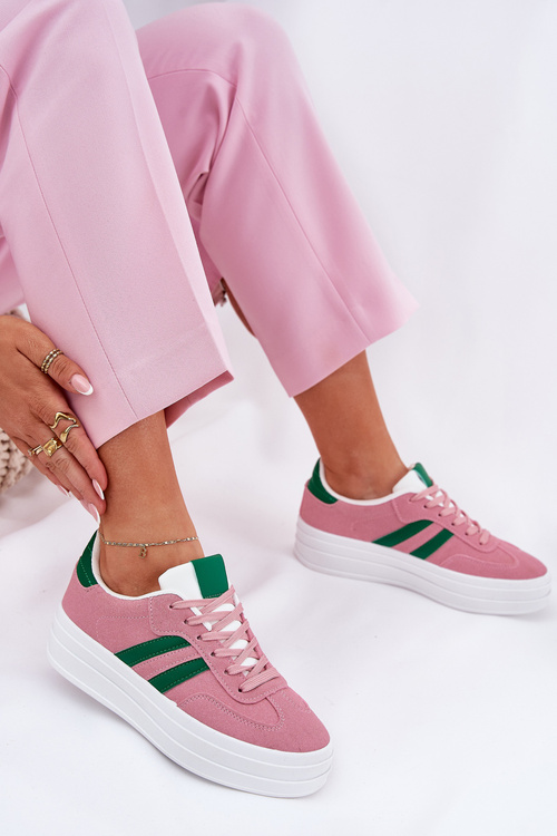 Stylové Dámské Tenisky Na Platformě Růžové Silavia