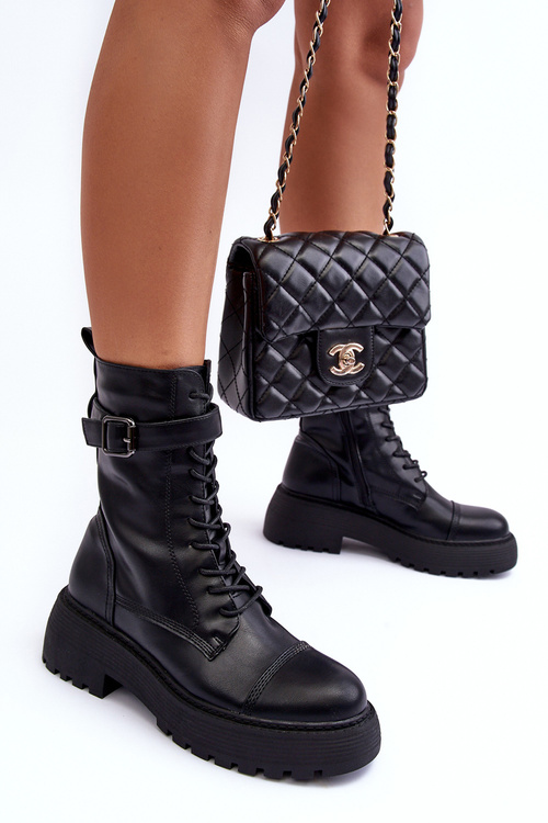 Ploché kožené topánky s čiernou svorkou Samivlo