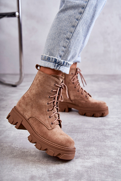 Semišové teplé boty Workers Brown Darvin