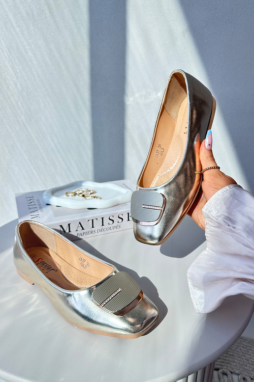 Dámské lodičky z ekokože s ozdobou zlaté Edoslli