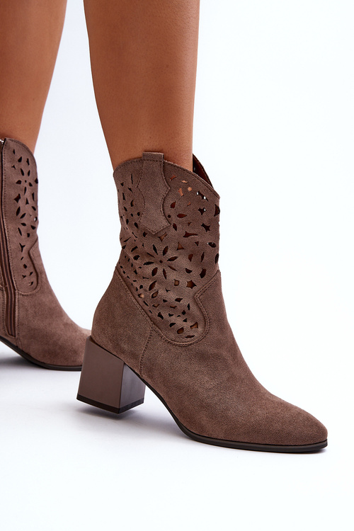 Zamšové Topánky S Vyrezaným Zvrškom Na Podpätku Hnedé Irvelame