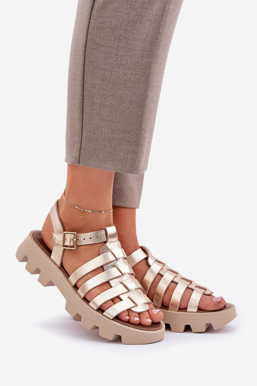 Kožené dámske sandále Zazoo 3695 zlaté