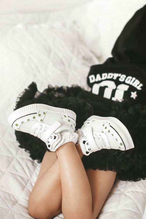 Detské športové topánky s bielym a zeleným chico Panda