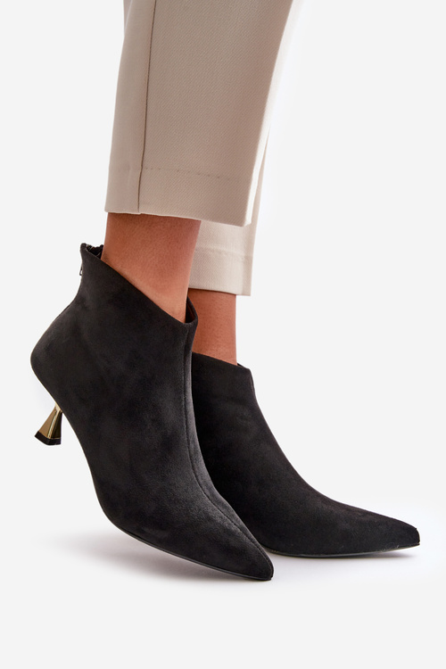 Dámské botky na jehlovém podpatku eko semišové černé Terlena