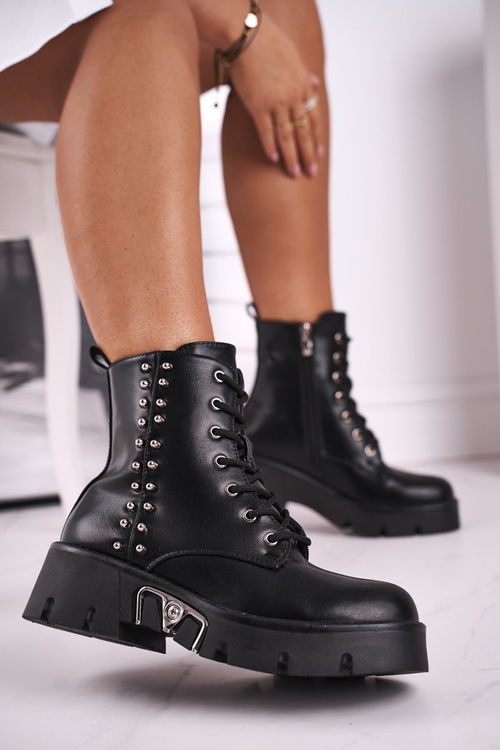 Dámské Kotníkové Boty Grunge Černé Hard Rock