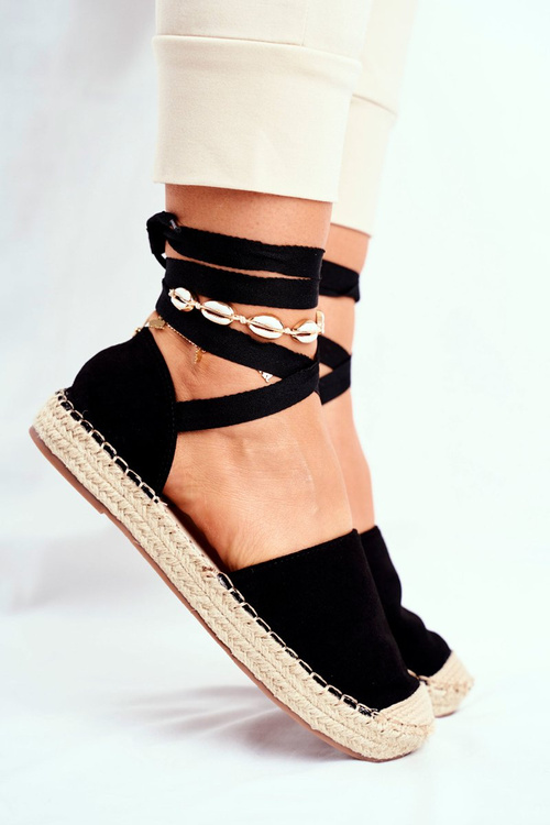 Dámské Espadrilky Šněrované Černé Bonjour