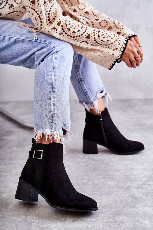 Semišové topánky na stĺpiku čierne Vannes