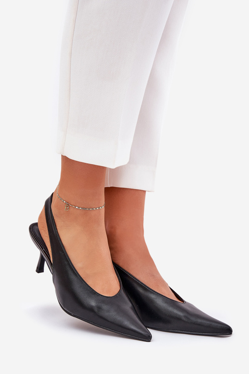 Lakované Lodičky S Odkrytým Pätou Čierne Emmizola