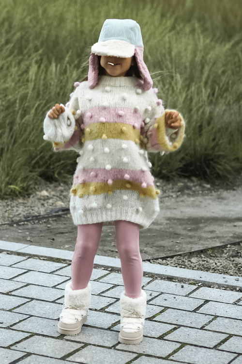 Teplé dětské sněhule s vázáním Bežová Asija