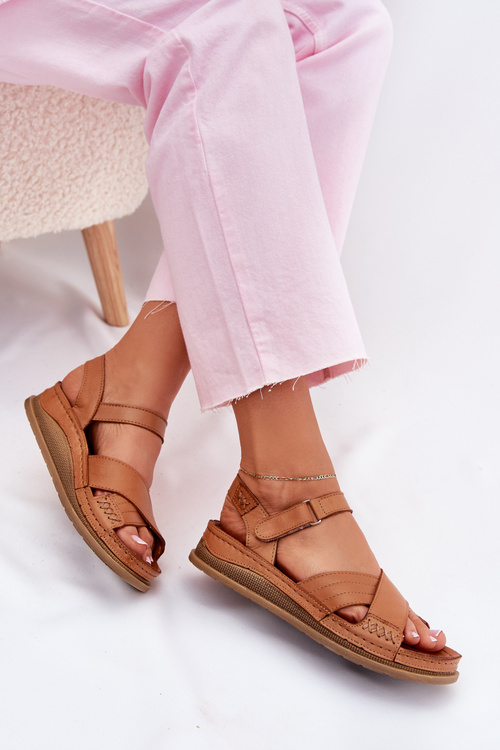 Kožené dámské sandály na platformě Maciejka L7064-04 hnědé