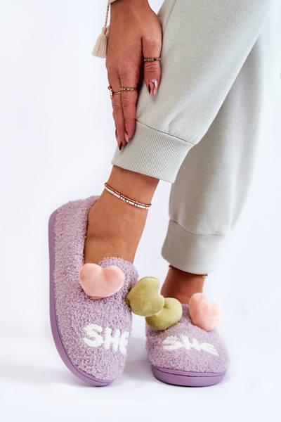 Dámské pantofle se srdíčky fialove Alasca