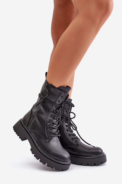 Zateplené dámske pracovné topánky z eko kože čierne Nealandra