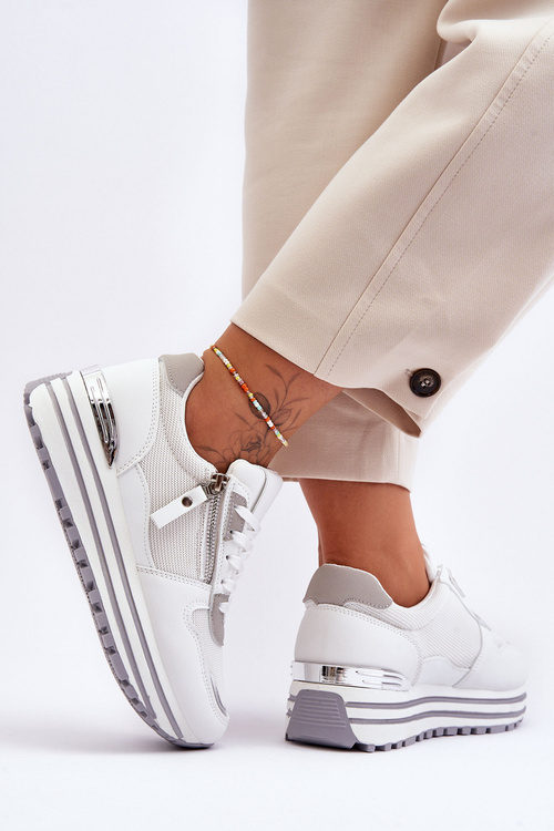 Dámské sportovní boty s ozdobným zipem bílé Cairo