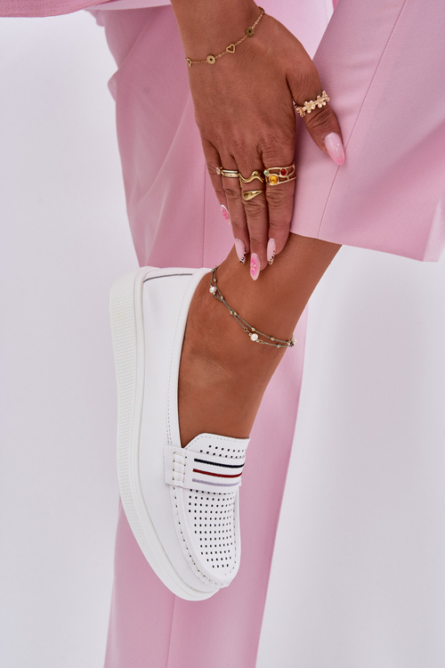 Dámské Kožené Mokasíny Bílé Dovema