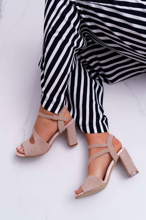 Dámské Sandály Na Podpatku Sergio Leone SK868 Semišové Béžové Mersi