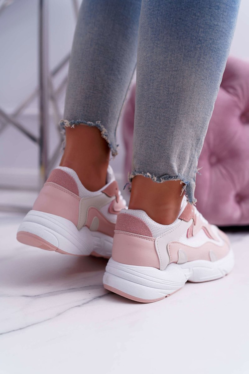 Dámske športové topánky ružový biely šok