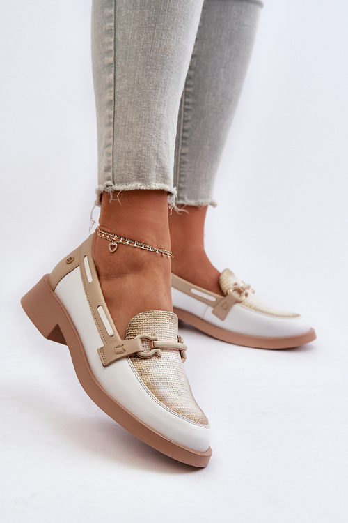 Dámske kožené mokasíny Maciejka 06493-11 Bielo-Bežové