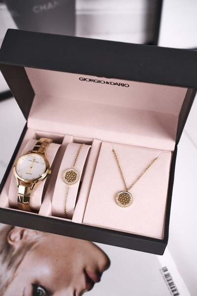 Hodinky Set Braceet Giorgio a Dario Golden Coin Náhrdelník