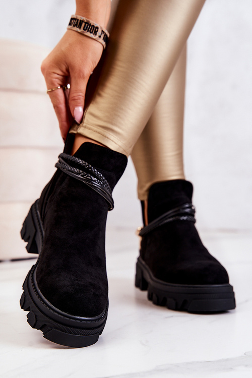 Semišové Dělnické boty bez ramínek Černe Moriah