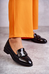 Módne lakované topánky Loafer Black Trine