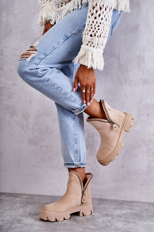 Dámske semišové topánky s béžovými výrezmi rytmu