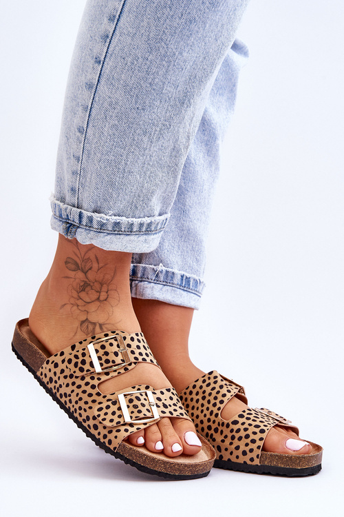 Dámské nazouváky Leopard béžová a černá Destino