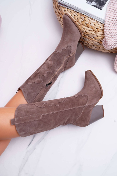 Dámske topánky na stĺpe Cappuccino Brunt Cowboy topánky