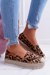Hnedý posuvný semiš Espadrilles Leopard Mariako