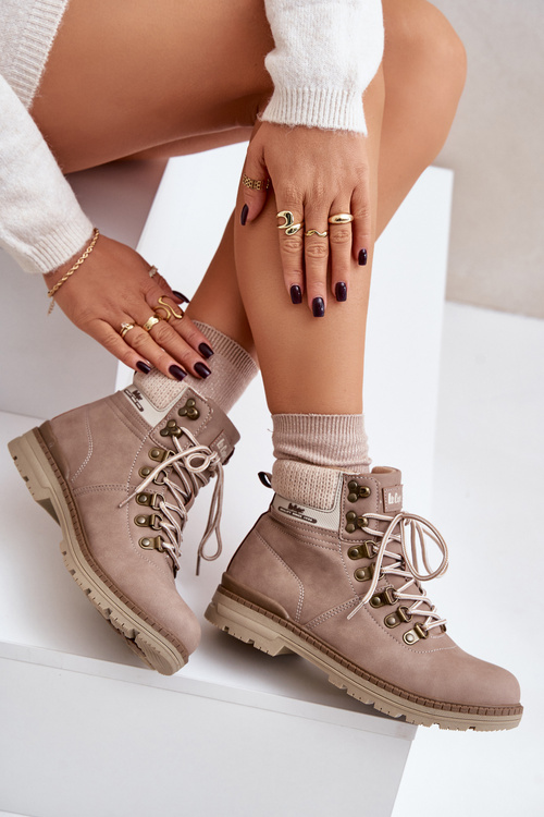 Zateplené dámske topánky tmavo béžové Lee Cooper LCJ-24-03-3042