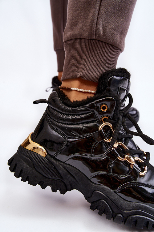 Dámské zateplené sportovní boty trapers Šněrovací Černé Bastini