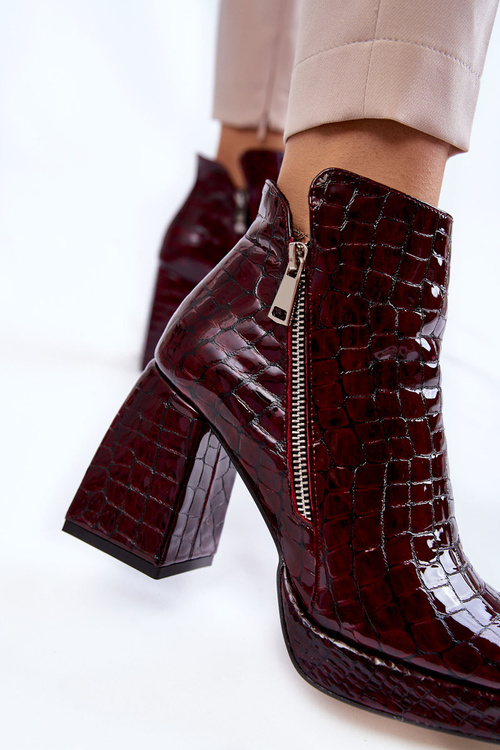 Krokodílové kožené podpätky burgundský vzor cudzinca