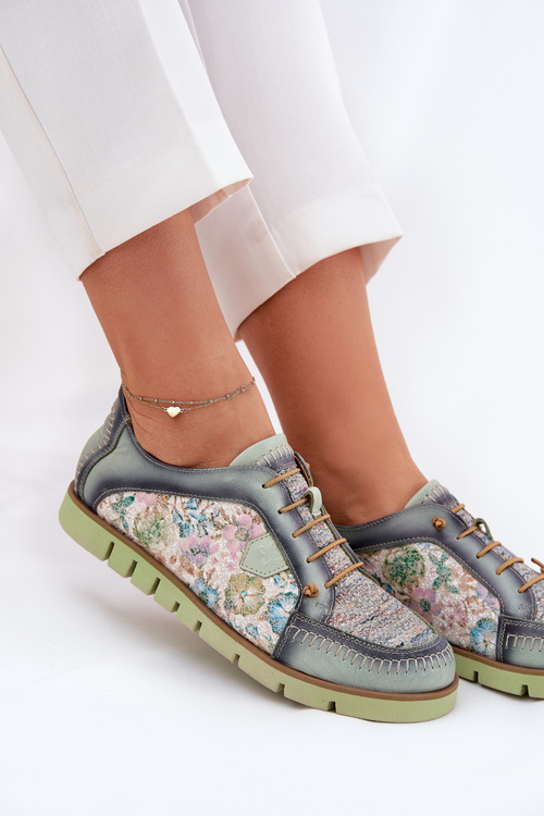 Kožené dámské polobotky s vzorem Maciejka 06784-09 zelené